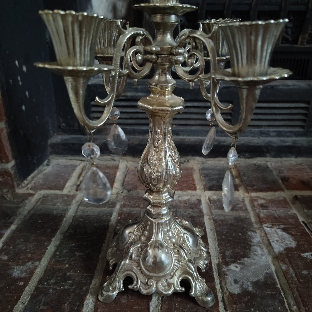 Elegant Silver Candelabra with Crystal Accents